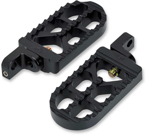 Joker Machine - Joker Machine Adjustable Serrated Long Footpegs - 4 1/2in. Long x 2 1/2in. Wide x 1in. Thick - Black Anodized - 08-56-3B