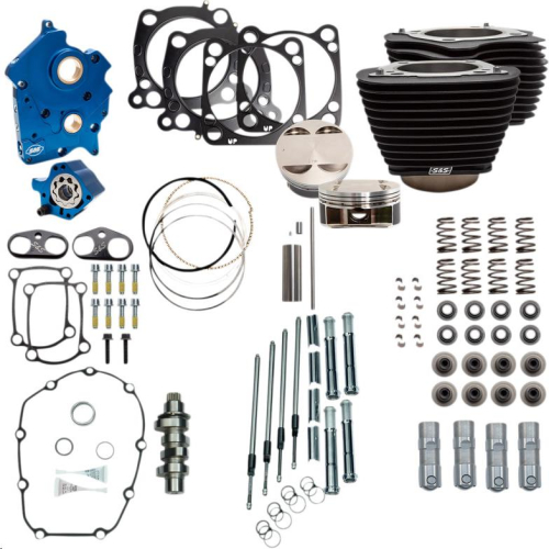S&S Cycle - S&S Cycle 128in. Power Package for M8 - Chain Cam - Oil Cooled - Wrinkle Black w/ Non-Highlighted Fins - 310-1105A
