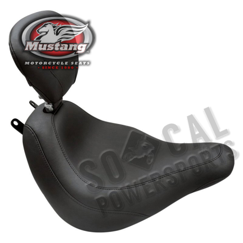 Mustang - Mustang Wide Tripper Solo Seat with Driver Backrest - Smooth - Black - 79332