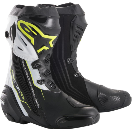 Alpinestars - Alpinestars Supertech R Non-Vented Boots - 2220015-158-39 - Black/Yellow Fluorescent/White - 6