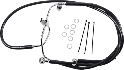 Drag Specialties - Drag Specialties Extended Stainless Steel Front Brake Line Kit - Black Vinyl Coated - 18 1/4in./28 5/8in. - 660325-10BLK