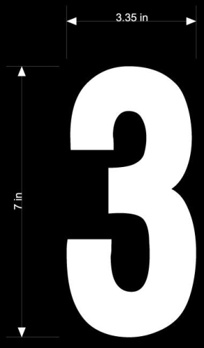 Dirt Digits - Dirt Digits Extreme Digits Competition Stick-On 7in. White Number - 3 - XT73W-3