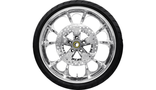 Coastal Moto - Coastal Moto Precision Cast Largo 3D Front Wheel Dunlop Tire and Rotor - 21in. x 3.5in. - Chrome - PKG-LGO213CH-ABST