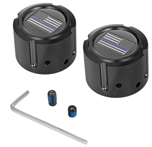 Figurati Designs - Figurati Designs Front Axle Nut Cover - Black with Blue Line Flag - FD71-FAC-BK