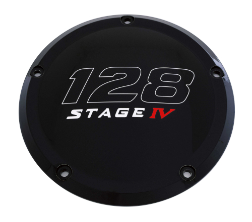 Custom Engraving LTD - Custom Engraving LTD Displacement Derby Cover - 128 Cubic Inch Stage IV - Black - 128-05-46BG