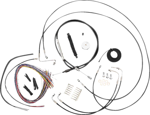 LA Choppers - LA Choppers Complete Handlebar Cable/Brake & Clutch Line/Wire Kit - Black Vinyl - LA-8157KT2-08B