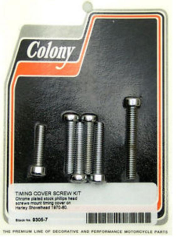 Colony - Colony Cam Cover Screw Kit - Slotted Chrome - 9305-7