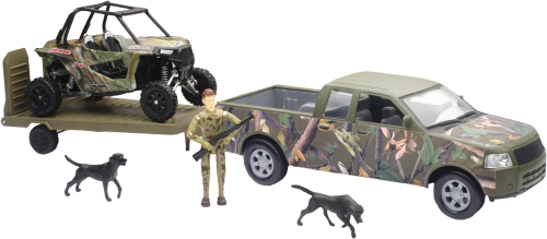 New Ray Toys - New Ray Toys 1:18 Scale Pick Up and Trailer with Polaris Camo RZR 1000XP - SS-76456