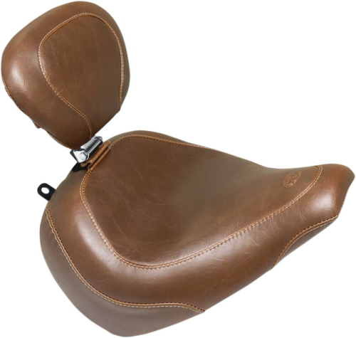 Mustang - Mustang Wide Tripper Solo Seat with Driver Backrest - Vintage - Brown - 83055