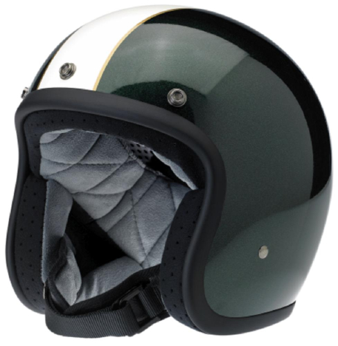 Biltwell Inc. - Biltwell Inc. Bonanza Racer Helmet - BHGGCLERACXS - Gloss Green/Creme - X-Small