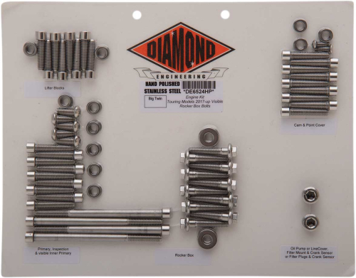 Diamond Engineering - Diamond Engineering OEM-Style Polished Stainless Engine Kit - DE6524HP