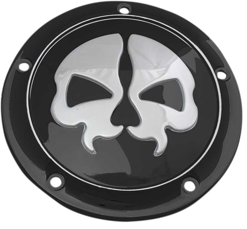 Drag Specialties - Drag Specialties Split Skull Derby Cover - Black with Chrome Skull - 1107-0547