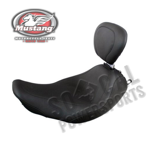 Mustang - Mustang Wide Tripper Solo Seat with Driver Backrest - Smooth - Black - 79693