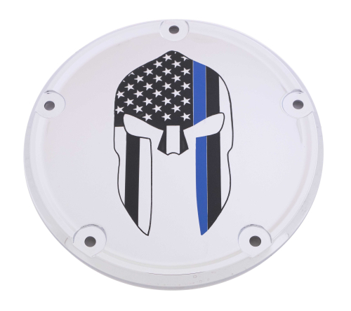 Custom Engraving LTD - Custom Engraving LTD Patriotic Derby Cover for Sparta Blue Line - Chrome - M8 Softail - LE02-67