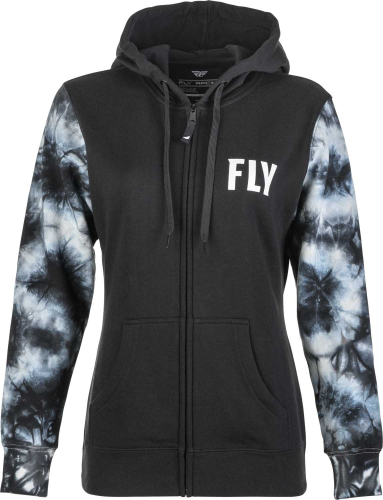 Fly Racing - Fly Racing Tie-Dye Zip Up Womens Hoodie - 358-0070L - Black/Gray - Large