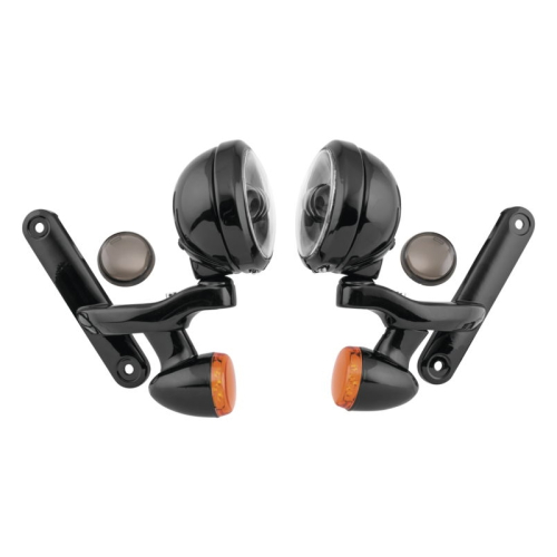 Namz - Namz Full Halo Passing Lamps with Brackets and Bullet Turn Signals - Black/Black - LLC-PLBTS-FHBB-E