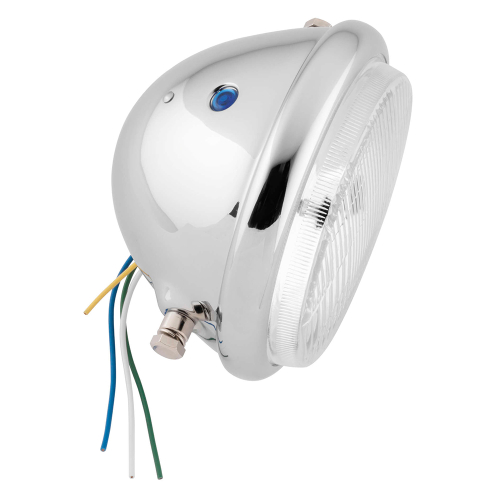 Bikers Choice - Bikers Choice 5-3/4in. Side Mount/Hi Beam Indicator Headlight - Patterned Lens - 60/55W - H4 Bulb - 5 1/2S-H-S/N1