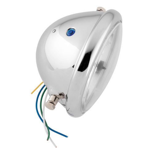 Bikers Choice - Bikers Choice 5-3/4in. Side Mount with Hi Beam Indicator Headlight - Clear Lens - 60/55W - H4 Bulb - Chrome - 5 1/2S-S-MR/N1