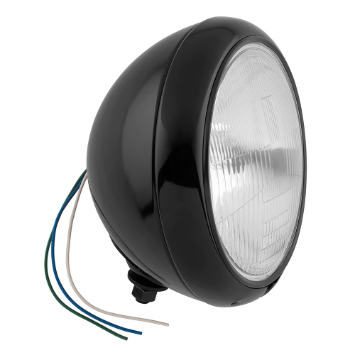 Bikers Choice - Bikers Choice 7in. Hydraglide Style Headlight - Patterned Lens - 60/55W - H4 Bulb - Black - 7 1/2M-H/B