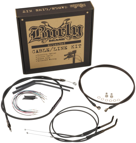 Burly Brand - Burly Brand Cable and Brake Line Kit for 16in. Ape Hangers - Stainless Braid - XF-1-77-3103
