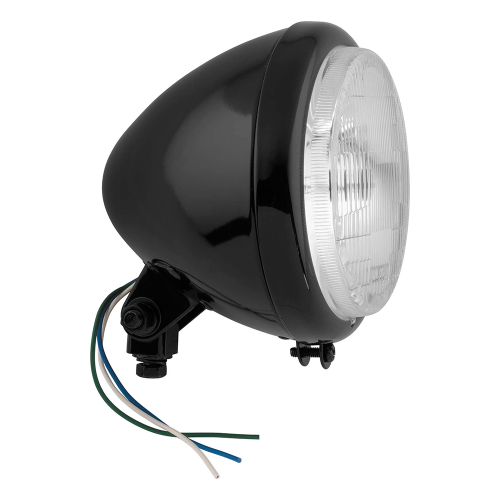 Bikers Choice - Bikers Choice 5-3/4in. Bottom Mount Headlight - Patterned Lens - 60/55W - H4 Bulb - Black - 6J9-H/B