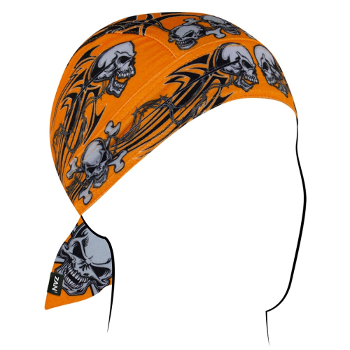 Zan Headgear - Zan Headgear Sportflex Series Flydanna - ZL669 - Tribal Skull Orange - OSFM