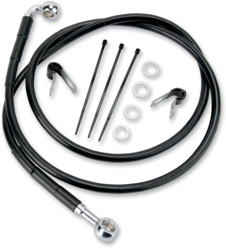 Drag Specialties - Drag Specialties Extended Stainless Steel Front Brake Line Kit - Black Vinyl Coated - 48 7/8in. - 640115-2BLK