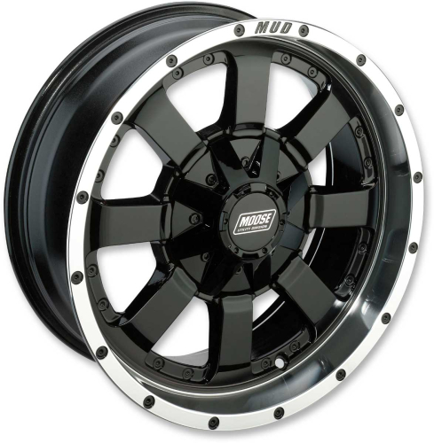 Moose Utility - Moose Utility 420X ATV/UTV Front/Rear Wheel - 17x7 - 4+3 Offset - 4/115 - Machined Black - 0230-0846