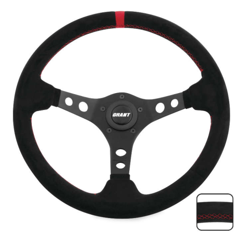 Grant - Grant 694 Suede Series Steering Wheel - Black/Red - 695