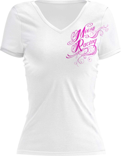 Moose Racing - Moose Racing Flourish Script Womens T-Shirt - 3031-4288 - White - Small