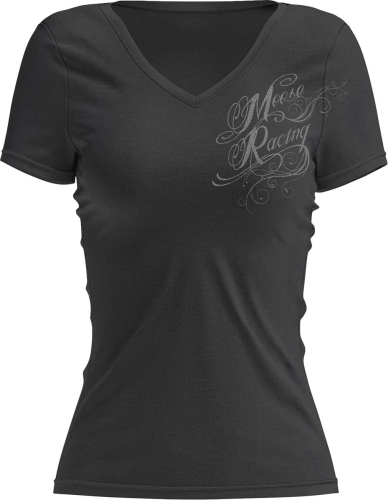 Moose Racing - Moose Racing Flourish Script Womens T-Shirt - 3031-4284 - Black - Small