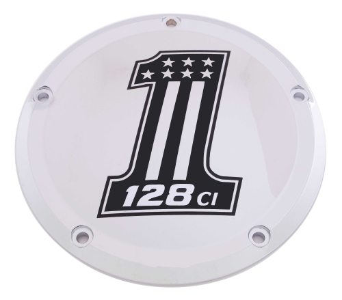Custom Engraving LTD - Custom Engraving LTD Displacement Derby Cover - 128 Cubic Inch - Chrome - 128-14-46