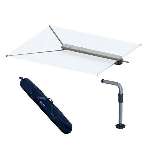 TACO Marine - TACO ShadeFin w/White Fabric, Bag &amp; Fixed Rod Holder Mount Kit