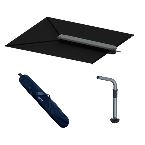 TACO Marine - TACO ShadeFin w/Black Fabric, Bag &amp; Fixed Rod Holder Mount Kit