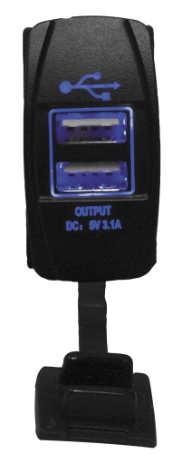 Dragonfire Racing - Dragonfire Racing Laser Etch Dual LED Switch - USB Charging Switch - Blue - 04-0082