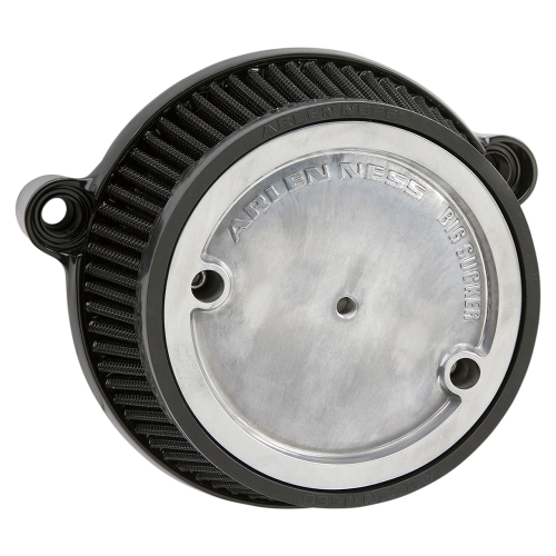 Arlen Ness - Arlen Ness Big Sucker Stage I Air Filter Kit - Smooth Chrome Steel - Black Filter - 18-318