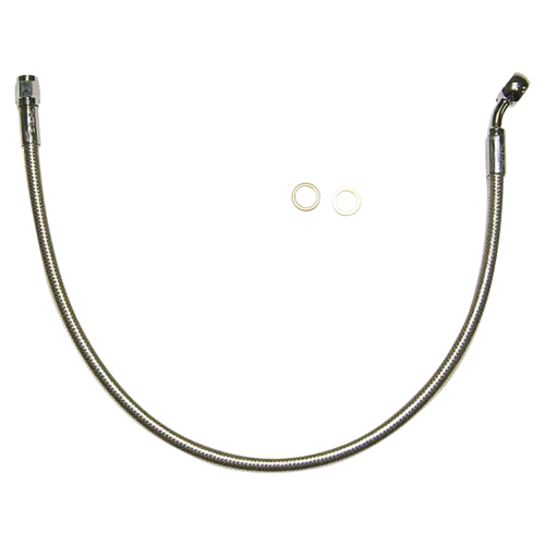Magnum - Magnum Polished Stainless Designer Series ABS Front Upper Brake Line - 10mm., 35deg. Banjo - 21in. - AS57121