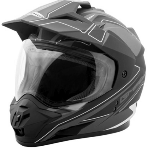 G-Max - G-Max GM11D Dual Sport Expedition Helmet - G5112457 TC-17 - Flat Black/Dark Silver - X-Large