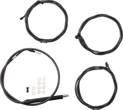 LA Choppers - LA Choppers Standard Handlebar Cable/Brake & Clutch Line/Wire Kit - Midnight Braided - LA-8056KT-16M
