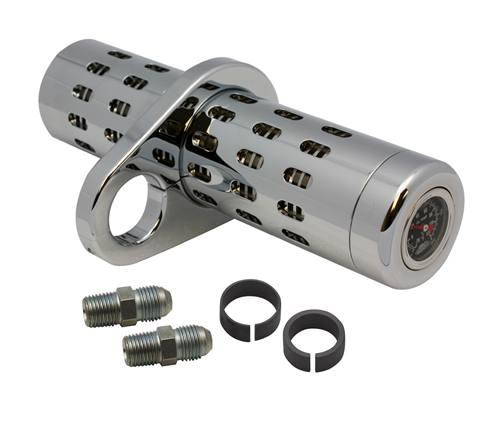 Pro-One Performance - Pro-One Performance Oil Cooler Kit for 1in. to 1 1/4in. Frame Tubes with Pressure Gauge - Chrome - 201110