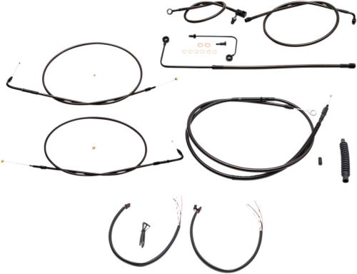 LA Choppers - LA Choppers Complete Handlebar Cable and Brake Line Kit - Midnight - LA-8151KT2A-19M