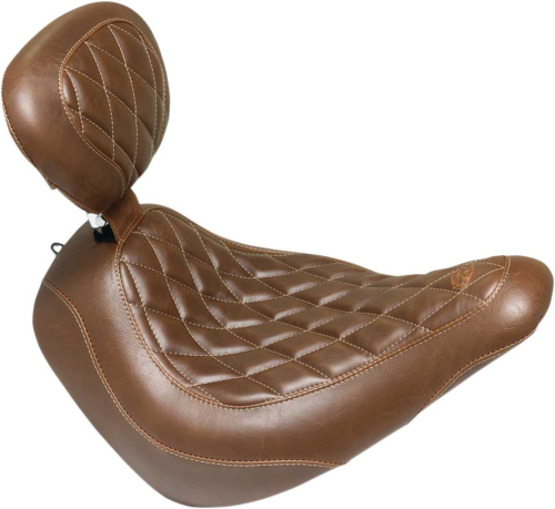 Mustang - Mustang Wide Tripper Solo Seat with Driver Backrest - Diamond Stitch - Brown - 83040