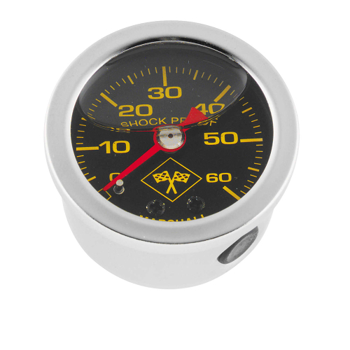 Bikers Choice - Bikers Choice Marshall Liquid Filled Shock Proof Gauge - Midnight Series 0-60 psi Silver - MNS00060