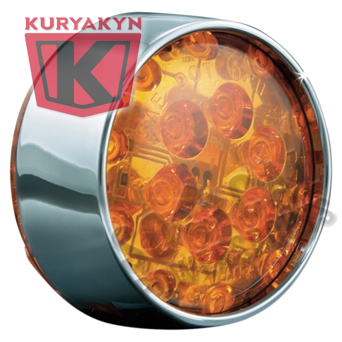 Kuryakyn - Kuryakyn LED Front Turn Signal Inserts - Bullet Style - Chrome Bezel/Amber Lens - 5442