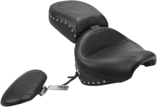 Mustang - Mustang Wide Touring Two-Piece Seat with Driver Backrest - Studded - 79190