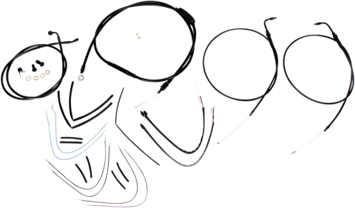 Burly Brand - Burly Brand Extended Cable/Brake Line Kit for 16in. Gorilla Handlebars - Black Vinyl - B30-1072