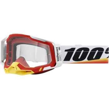 100% - 100% Racecraft 2 Arsham Red Goggles - 50009-00016 - Arsham Red/White/Orange/Yellow/Clear Lens - OSFM