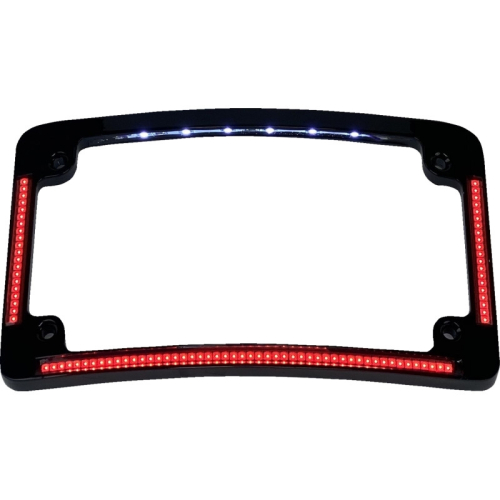 Custom Dynamics - Custom Dynamics Radius License Plate Frame with Red Leds- Gloss Black - TF08-B