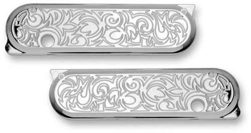 Arlen Ness - Arlen Ness Saddlebag Latch Covers - Engraved - Chrome - 03-559