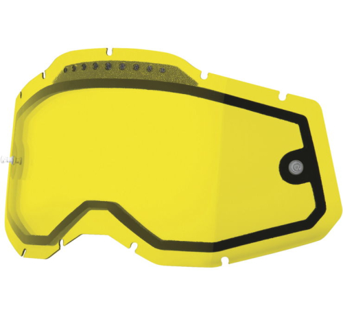 100% - 100% Replacement Dual Vented Lens for Racecraft 2/Accuri 2/Stratus 2 Goggles - Yellow - 59082-00003